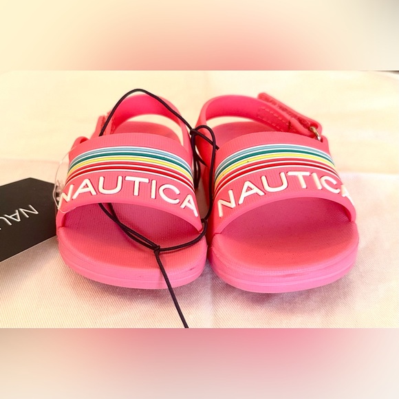 Nautica Girl Toddler/Infant Tiny Gaff Slide Pool Sandal Pink Rainbow-NWT-S1-Pink - Picture 2 of 5